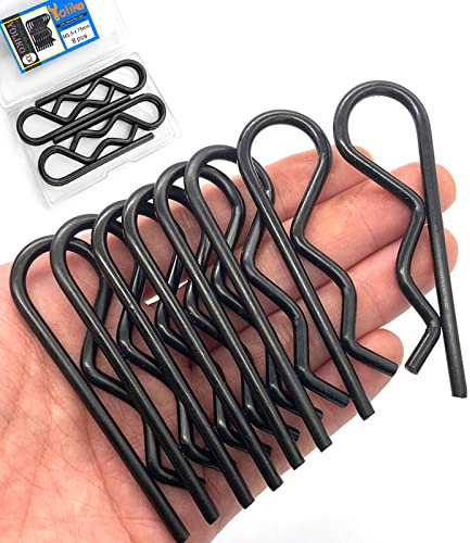 Yoliko 8Pcs Heavy Duty Hitch Pins Clip R Clips Spring Retaining Wire Hair Pins Cotter Pin Strong Spring Tension Large Carter Pin R clip large for trailer Tractor Mower Carts Truck Black zinc M3.5x75mm
