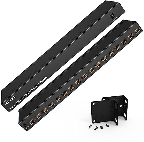 MT-VIKI 1x16 HDMI Splitter 1 in 16 Out Gleichzeitig HDMI Splitter 16 Monitore Mirror Unterstützt 4K HD Monitore HDCP1.4 mit DC-Stromversorgung