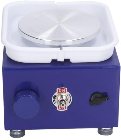 Mini Tornio per Ceramica, Tornio per Bambini, Colore Brillante, Struttura Compatta, Funzionamento Facile, Antiruggine, Stabile, Altamente Durevole (Spina europea)