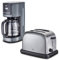 KHG Retro Frühstücksset | Toaster 2 Scheiben mit Brötchenaufsatz, 7 Bräunungsstufen 850W | Kaffeemaschine 1,5 Liter Glaskanne für 12 Tassen mit Tropfstopp 1000W | 2-teilig Anthrazit