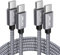 JALIXI USB C auf USB C Kabel 2M, 60W Ladekabel USB C zu C Schnellladekabel Nylon für iPad 10th Generation, für Macbook Air Pro, Samsung Galaxy S25 S24 S23 Ultra A56 a36 a26 a16, Pixel 9a, Gris