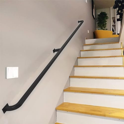 Pasamanos de Hierro Forjado Negro - Kit Completo de 1/2/3/4/5/6 Metros de Barandilla de Escalera para Exteriores e Interiores, Pasamanos de Pared, Soporte de Seguridad, Barra de Agarre ( Size : 1.2m )