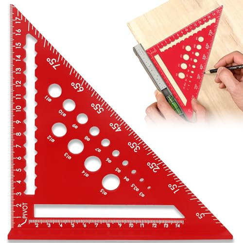pangdapengpeng Equerre Menuisier 180mm, Equerre Charpentier, 45 90 Degres Rapporteur D'angle Menuisier pour Les Mesures du Travail du Bois, Mesure D'angle (Rouge)