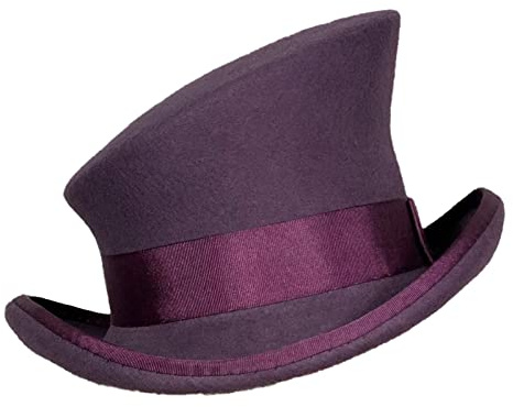 Hut mit Ohren, asymmetrischer Zylinder, Wollmütze, Damen, Herren, Unisex, Damenhut, Punk-Hut, modische Schleife, dekorative Mütze, Wintermütze, Herren, warm, violett, Einheitsgröße