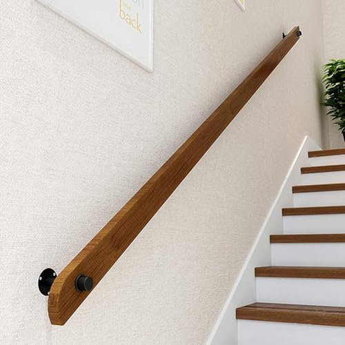 Wood Staircase Handrails, Home Against The Wall Indoor Loft Elderly Railings Hand Rail Corridor Support Rod, Wooden Stair Baluster, Complete Kit (A, 80cm/31.4in)