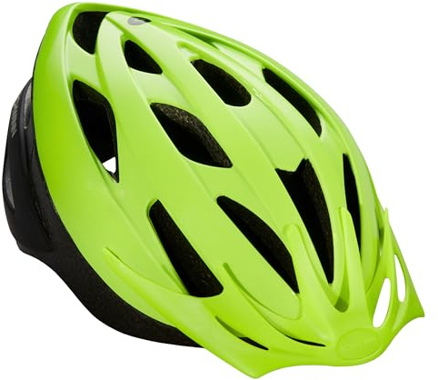 Schwinn Thrasher Helmet for Adults, Yellow, Size 58-62 cm, for Riders Ages 14+, Lightweight Microshell, Adjustable Dial and Straps, Interior Padding, 20 Air Vents, Removable Visor, Adult Bike Helmet