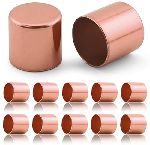 Ganzoo metallkåpor för repände rosegold 10 st, passar PPM-rep 8 mm och snodd, öppna lock för lim med smyckeslim, prydlig avslutning på dragband och DIY, inner Ø 9,8 mm yttre Ø 10,1 mm höjd 9,8 mm