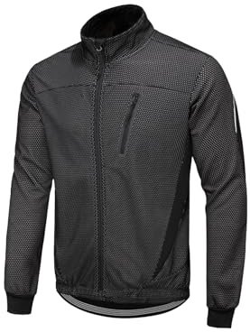 VeloZenith Giacca Invernale Uomo Ciclismo Abbigliamento,Antivento Termica Giubbino Uomo Inverno Ciclismo Impermeabile per MTB Bici,Running,Sport,Outdoor(Nero, XL)