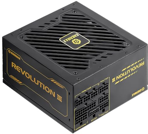 ENERMAX Revolution III 850 - Fully Modular PC Power Supply - 850 Watts - 80 Plus Gold - 600W 12V-2x6 Connector - 100% Japanese Capacitors - Sleeved Cables - 10 Year Warranty