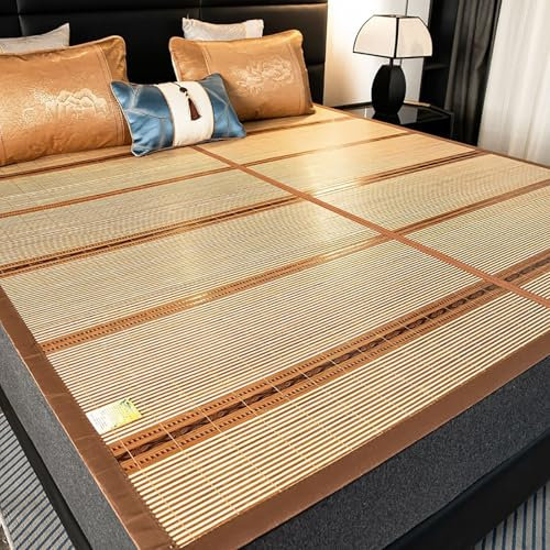 Kavenza Estivo Stuoia di bambù, Stuoia Di Bambù Per Letto Pieghevole Di Doppio Lato Per Il Letto, materasso rinfrescante per casa, scuola, dormitorio, marrone(Color A,90x190cm)