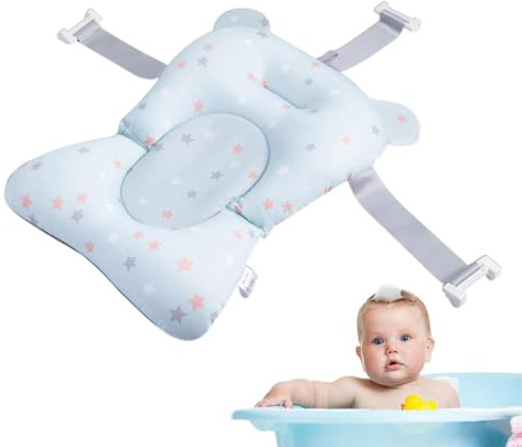 Cojín de baño seguro para bebé, flotante con 3 cinturones de seguridad, fácil de mantener, compacto y ahorra espacio, ideal para bañarse en casa, viajes, visitantes