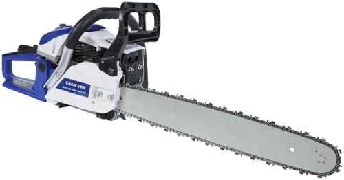 Bluethy 58cc Cordless Petrol Chainsaw, 20 Inch Gas Powered Chainsaws, Chain Saw for Heavy-Duty Tree Felling and Garden Tasks, Logging Saw for Wood Cutting and Tree Trimming Blue