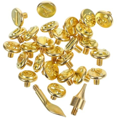 PRETYZOOM 2 Set Punte in Ottone per Pirografia Legno con Lettere Alfabeto Strumenti per Incisione su Legno e Pelle Accessori DIY per Marchiatura e Personalizzazione Creativa