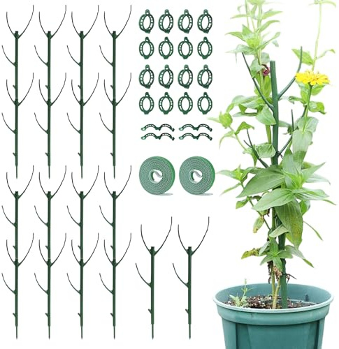 KINDLUME 10 Pezzi Supporto Piante Rampicanti, Tutore per Piante, Sostegno per Piante, Bastone per Piante, Impilabile con Fascette e Clip, per Monstera, Orchidee, Pomodori Interno ed Esterno