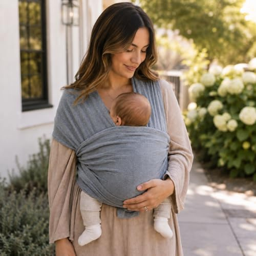 For Your Little One Organic Baby Wrap Carrier, Machine Washable at 30°C, Organic Cotton, Newborn to Toddler, Birth to 15kg (Grey)