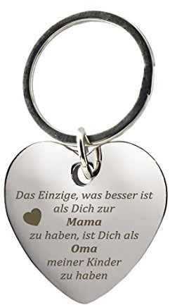 geschenke-fabrik.de - Schlüsselanhänger Herz mit Gravur Das Einzige was besser ist als Dich zur Mama zu haben, ist Dich als Oma meiner Kinder zu haben -Muttertag/Mutter Tochter Geschenk