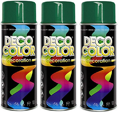 Deco Color 3er Sparpack DC Lackspray glänzend 400ml nach RAL freie Farbauswahl (3 Dosen in minzgrün glanz RAL 6029)