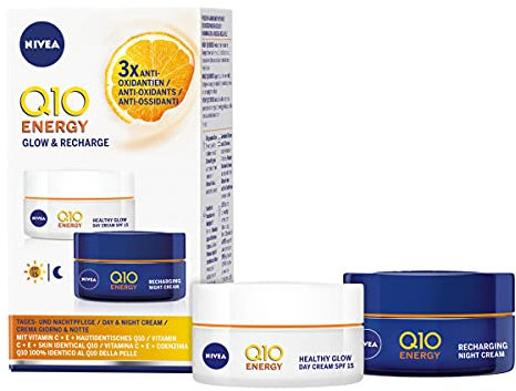 NIVEA Q10 Energy Duo Pack, enthält 1x Q10 Energy Recharging Night, 1x Q10 Energy Healthy Glow Day, Feuchtigkeitscreme Pack, Gesichtscreme Multipack, Gesichtscreme für Frauen