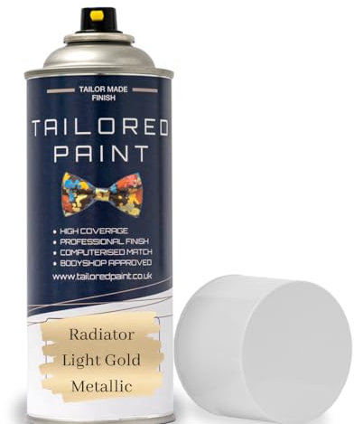 Tailored Paint Premium Radiator Aerosol Spray Paint Heat Resistant To 100ºC - Quick Air Dry No Primer Needed (Satin, Light Gold Metallic)