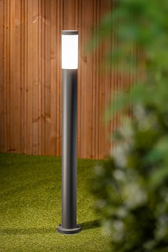 CGC Lighting Lampada da giardino per vialetto da esterno, applique a led con lampione (Grigio, Grande)