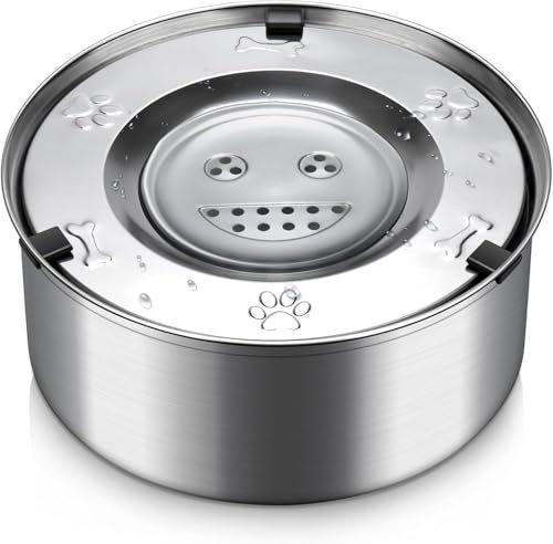 Hundenapf aus Edelstahl, 3 l, große Kapazität, langsamer Wasserspender für mittelgroße und große Hunde