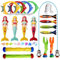 LURICO Juguetes Buceo Piscina Niños, 28 Piezas Juegos de Piscina para Niños, Juguetes Piscina, Juegos de Agua, para Entrenamiento de Buceo para Niño, Incluir Anillos, Palos, Entrenamiento