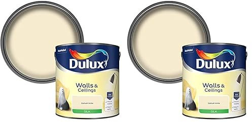 Dulux Silk Emulsion Paint For Walls And Ceilings - Daffodil White 2.5 Litres (Pack of 2)