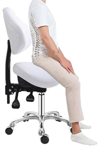 Fauteuil hydraulique ergonomique avec dossier inclinable – Tabouret roulant pour professionnels dentaires, beauté et massage – Siège de salon robuste