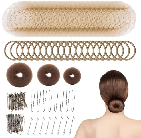 SAIIURV 183 Pezzi Realizzare Chignon Danza Set per Bambina e Donne, Creatore per Pane Retine per Capelli Chignon Invisibili Forcine Capelli Elastici Per Capelli, Ciambella Accessori per Acconciature