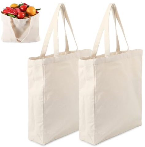 Xyvor 2 Piezas Bolsas de Algodón 35x40x10 cm, Bolsa de Lona para Objetos Varios, Bolsas Tela para Pintar, Bolsas de Tela para Pintar, Reutilizables, para Lavandería, Deportes, Compras