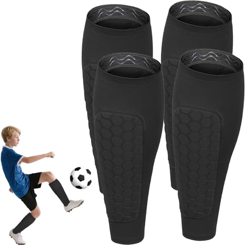 2 Paires de protège-Jambes de Football pour Enfants, Respirants, antidérapants, Protection optimale pour Mollets, Sport pour garçons et Filles