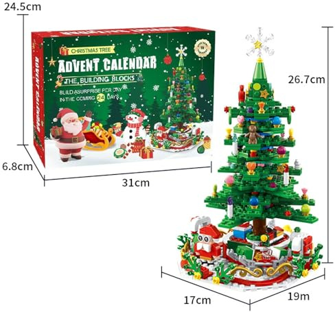 Calendrier de l'Avent 2025 - Jouet de construction avec lumière LED pour adultes - 701 pièces - Cadeau de Noël créatif pour garçons et filles (701 pièces)