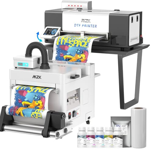 MZK A3+ XP600 Gen2 F1080 Upgraded DTF Printer,Auto Cleaning Maintenance+Ink Anti-Clog Filter,2X-Speed Compared to L1800,5 Rotatable Touch Screen,Dual Ink Level Alert,Film Cutter,Gift Ink 2 Years