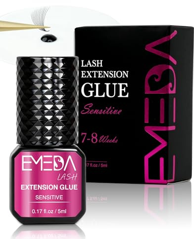 Lash Sensitive Eyelash Extension Glue - 5-7 Weeks Retention Black Eyelash Adhesive Professional Hypoallergenic Formaldehyde-Free Lash Extension Glue for Sensitive Eyes Supplies(1s)