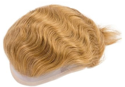 Uso Masculino Tupé Frontal de Encaje Cabello Humano for Hombres Mono Top PU Base Piel postizo Masculino #21 Honey Blonde Cabeza de Peluca