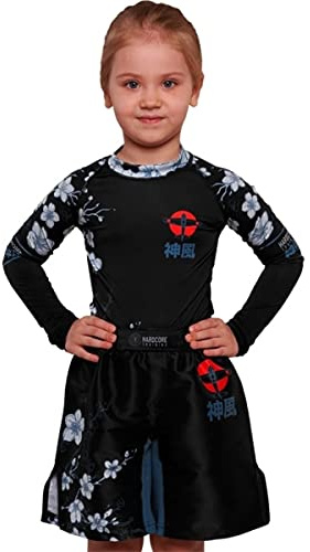 Hardcore Training Kids Rash Guard Kompressionströja Barn Compression Shirt Base Layer Tights No Gi BJJ Fitness Workout Running Boxing (DE/NL/SE/PL, Ålder, 14 år, Regelbunden, Black/Grey)