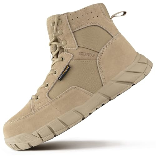 FREE SOLDIER Stivali da Uomo Ultraleggeri Stivali da Lavoro Tattici Militari 6 inch High-Tops Stivali da Neve Traspiranti Traspiranti per Camminare a Piedi (Abbronzatura 39 EU)
