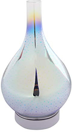 Heaautaut 3D Glass Vase Shape Humidifier with 7 Color Led Night Light Oil Diffuser Maker Ultrasonic Humidifier White Uk Plug