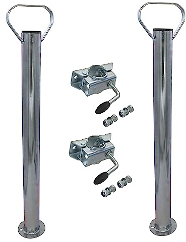 Trailer parts4u Släpvagn, stöd, stödrör, ställningsstöd, 700 mm, 70 cm, rörstöd, stödfot/antingen med hållare/klämklämma från vintergård/fästmaterial (2 x hållare och skruvning)