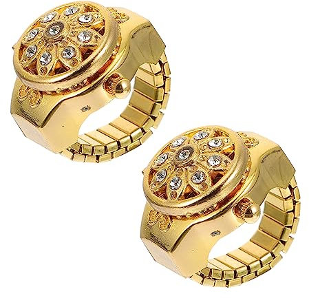 Artibetter 2St Uhr mit Diamantring Uhrenring Geschenk für Mädchen Klare Faltmarkise Digitaluhr Herrenuhren lässige Uhr einzigartige Uhr Anschauen Ringuhr Fingeruhr Muschelschale Zinklegierung