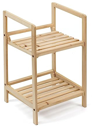 THE SECRET HOME - Estantería Organizador de Madera Multiusos Con 2 Baldas en Color Natural - Para Entrada, Pasillo, Baño
