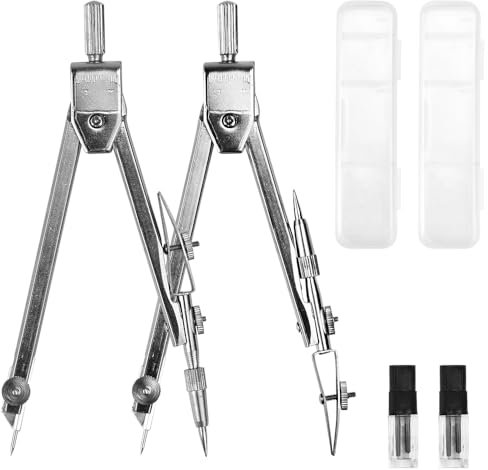 MININUSI 2 Stück Zirkel mit stifthalter, mit Ersatzminen Mathematik präzisionszirkel, Schulen Schnellverstellzirkel, Studenten Zirkel Geometrie linkshände, Präzisionszirkel für Ingenieure, Büros