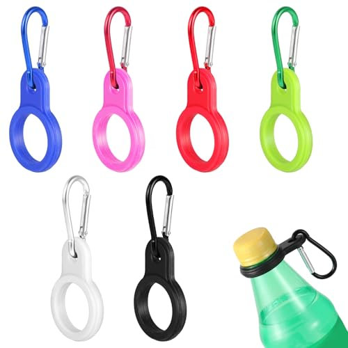 Bewudy 6 Pcs Silicone Water Bottle Buckle Clips, Water Bottle Lanyard with Carabiner, Water Bottle Strap, Portable Safety Water Bottle Buckle Clips for Cycling Camping Hiking(Colorful)