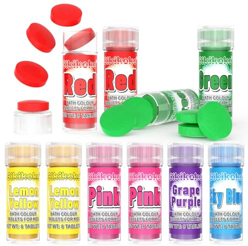 Pastiglie Da Bagno Per Bambini - 80 Pezzi 6 Colori Bombe da Bagno Vasca Colore Pazzesco Delicate Sulla Pelle, Bagno Divertente Per Bambini, Crea Momenti Divertenti