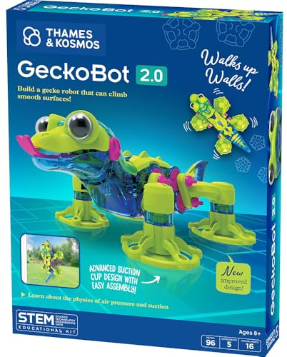 Thames & Kosmos GeckoBot 2.0 STEM Experiment Kit | Build a Wall-Climbing Gecko Robot, Improved Design & Suction Cup Technology, Guided Assembly, Fun & Educational Science Gift for Boys & Girls Ages 8+