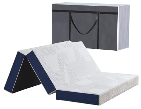 Colchón plegable King 15 cm, almohada portátil, bolsa de almacenamiento, viscoelástica viajes, camping, invitados, hogar (150 x 200 x 15 cm)
