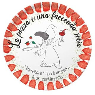 La Porcellana Bianca Pizzatallrik i porslin med Pulcinella ChePizza D32 cm 6 varianter (1 st) ROSSO