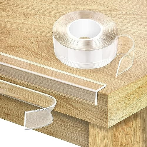 Protezione bordi 2 m – 3 cm di larghezza extra, 2 mm di spessore, non ingiallisce, trasparente, forte aderenza, rimovibile senza residui, per protezione bordi del bambino, protezione per angoli