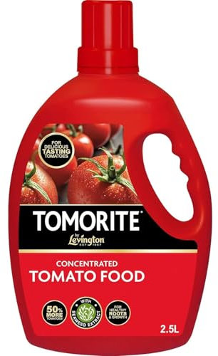 HOCHSTE® Levington Tomorite Liquid Tomato Food, Concentrated Plant Feed with Seaweed Extract, Fertiliser for Tomatoes, Peppers & Aubergines, Boosts Growth, Yields & Flavour, Easy Mix Formula, 2.5L