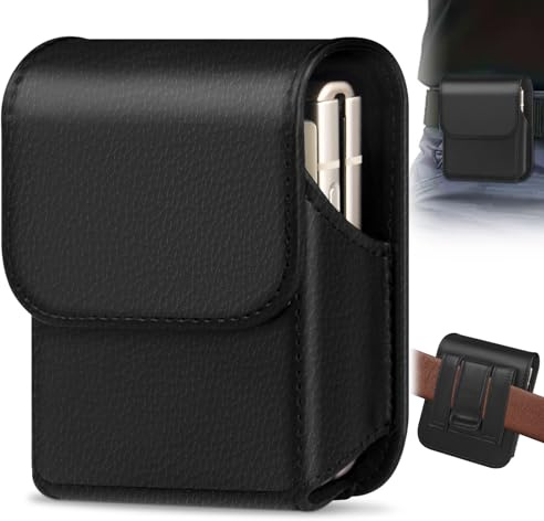 Étui pour téléphone pour Samsung Galaxy Z Flip 8/7/6/5/4/3, étui de Ceinture avec Clip pour téléphone Flip en Cuir protège-Porte-Cartes (Noir)